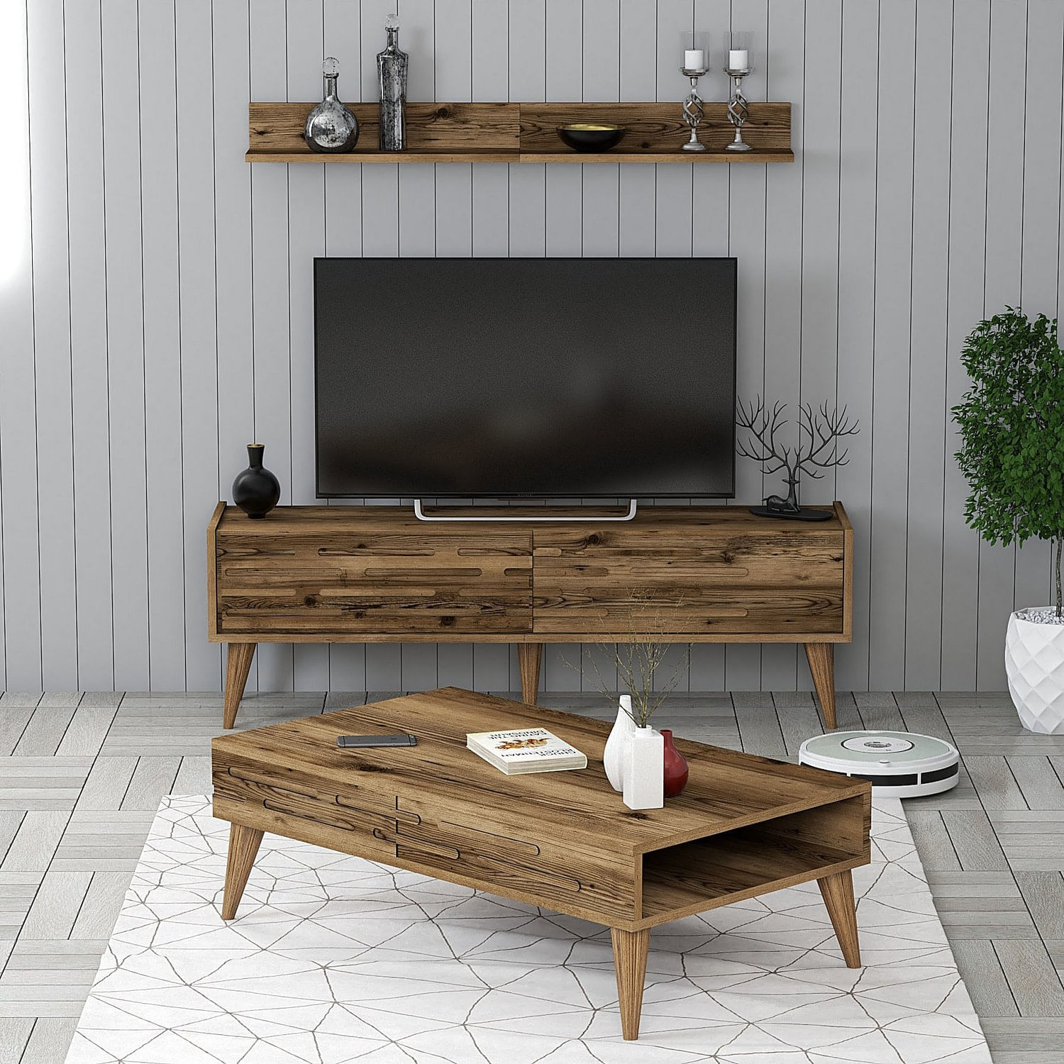 Set mobilier living, Hanah Home, pal melaminat, nuc, 845HCT5394