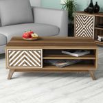 Casa si Gradina - Mobilier - Mese si birouri - Masute de cafea - Masuta de cafea, Hanah Home, pal melaminat, nuc si alb, 105x60x38.2 cm, 845HCT2837 - Infinity.ro