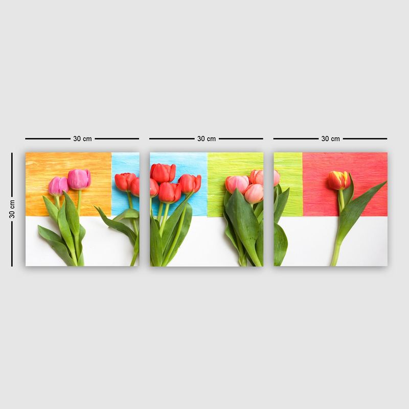 Casa si Gradina - Decoratiuni - Tablouri - Tablou canvas decorativ, Wallxpert, multicolor, 3 piese, 30x30 cm, 100% panza, rama lemn, 564RMY1212 - Infinity.ro