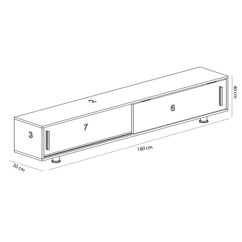 Casa si Gradina - Mobilier - Comode si corpuri - Comode - Comoda tv, Hanah Home, pal melaminat, alb, 180x40x30 cm, 875ZNA3015 - Infinity.ro