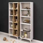 Casa si Gradina - Mobilier - Biblioteci si rafturi - Biblioteci - Biblioteca, Hanah Home, pal melaminat, stejar si alb, 100x25x162 cm - Infinity.ro