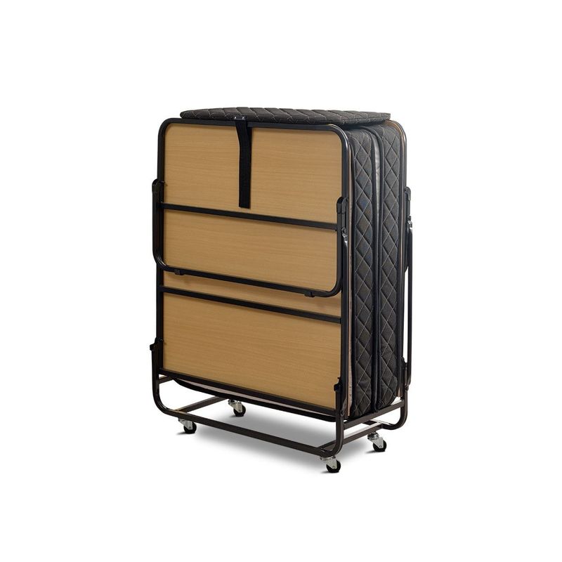 Casa si Gradina - Mobilier - Paturi si accesorii - Paturi - Pat pliabil, Hanah Home, metal, alb negru, 90x70x204 cm, saltea 15 cm - Infinity.ro