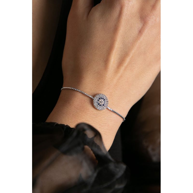 Fashion, accesorii si bijuterii - Femei - Bijuterii femei - Bratari femei - Bratara metalica, Heliophilia, argintiu, lungime reglabila, 24 cm - Infinity.ro