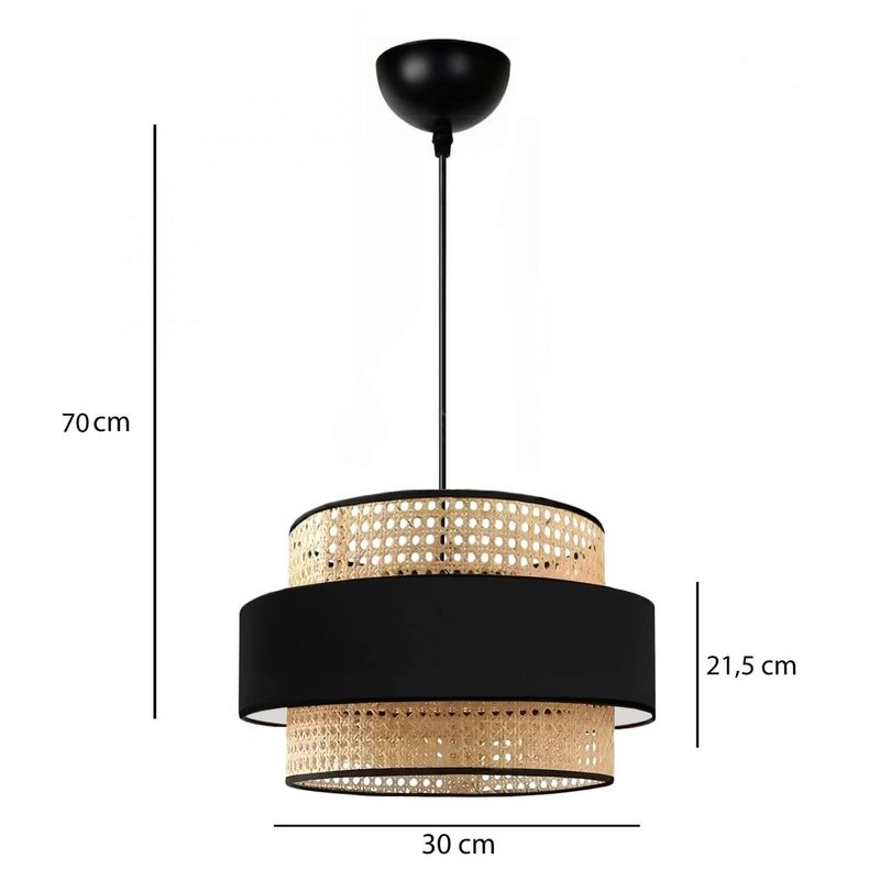 Casa si Gradina - Corpuri si surse de iluminat - Lustre si pendule - Lustra, Opviq, ratan, negru bej, 30x21.5 cm, inaltime reglabila 70-80 cm - Infinity.ro