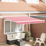 Casa si Gradina - Gradina si terasa - Umbrele si pavilioane - Umbrele - Copertina manuala retractabila dungi rosii si albe 350x250 cm - Infinity.ro