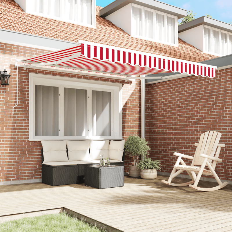 Casa si Gradina - Gradina si terasa - Umbrele si pavilioane - Umbrele - Copertina manuala retractabila dungi rosii si albe 350x250 cm - Infinity.ro