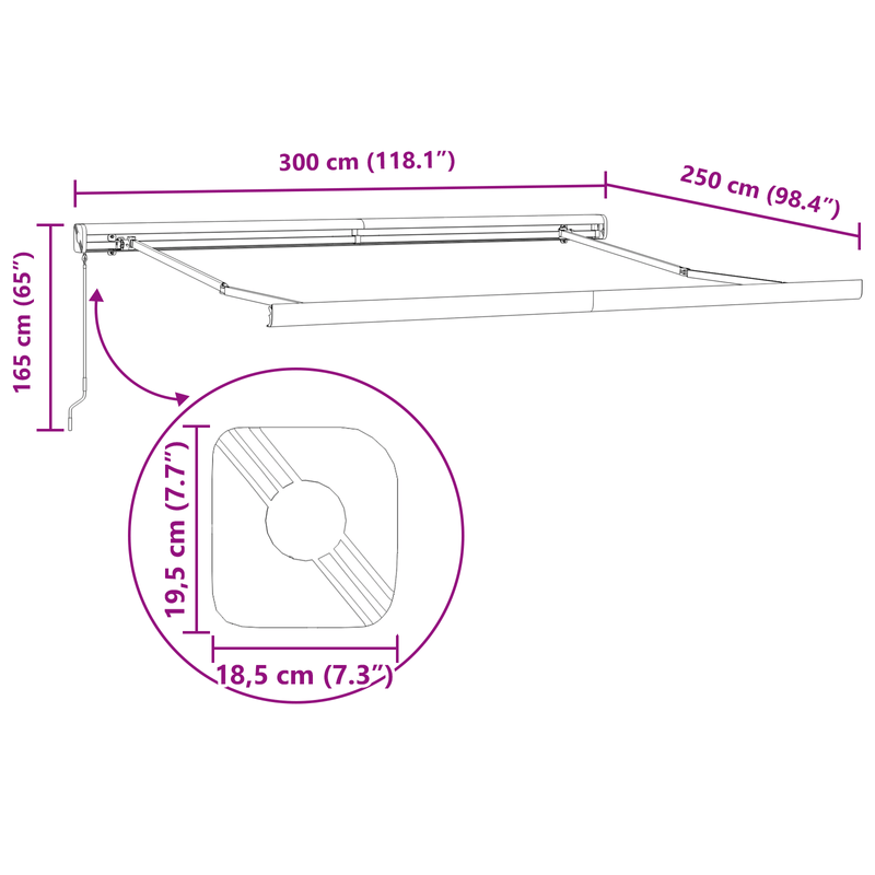 Casa si Gradina - Gradina si terasa - Umbrele si pavilioane - Umbrele - Copertina manuala retractabila cu dungi rosii si albe 300x250 cm - Infinity.ro