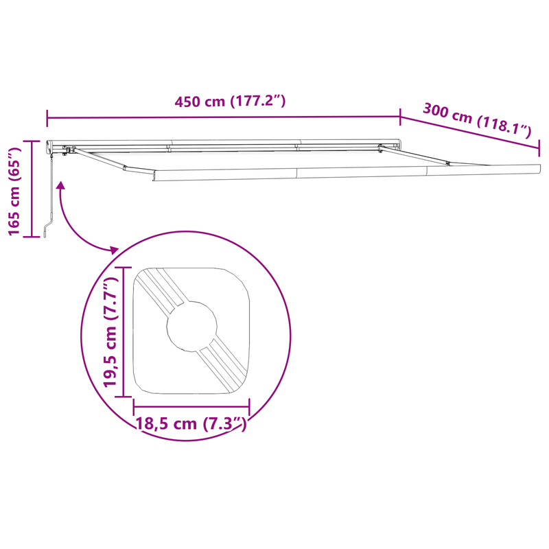 Casa si Gradina - Gradina si terasa - Umbrele si pavilioane - Pavilioane - Marchiza manuala retractabila in portocaliu si maro, 450 x 300 cm - Infinity.ro