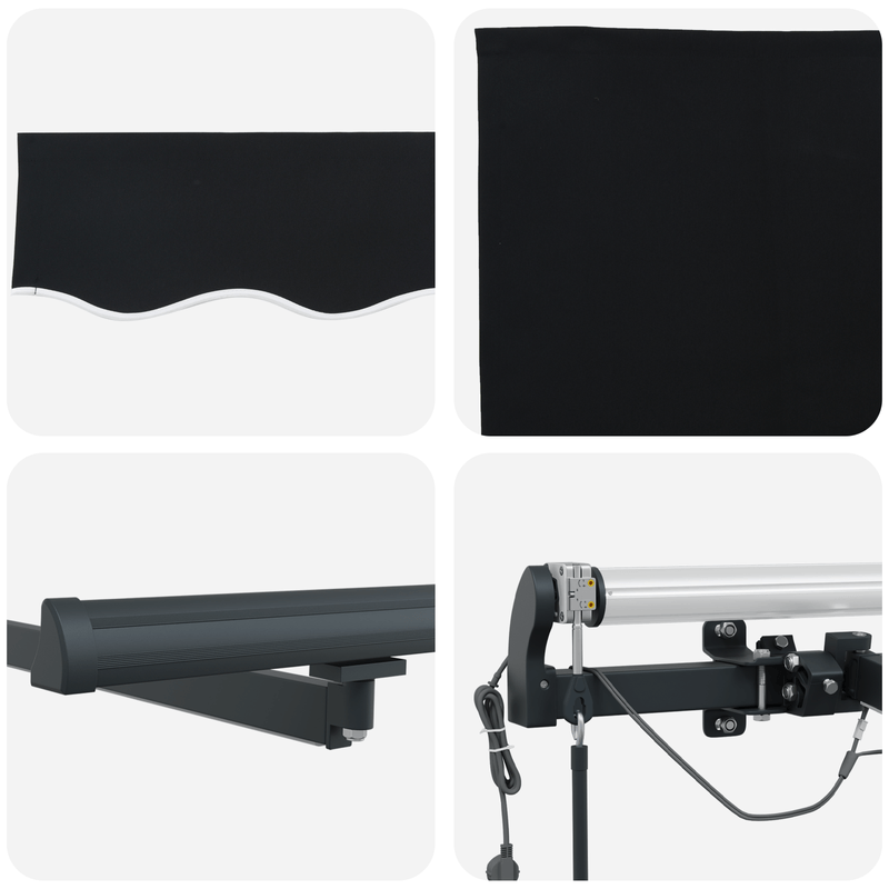 Casa si Gradina - Gradina si terasa - Umbrele si pavilioane - Umbrele - Copertina automata retractabila  cu LED Negru 350x250 cm - Infinity.ro
