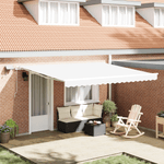 Casa si Gradina - Gradina si terasa - Umbrele si pavilioane - Umbrele - Copertina manuala retractabila cu LED Alb 400x300 cm - Infinity.ro