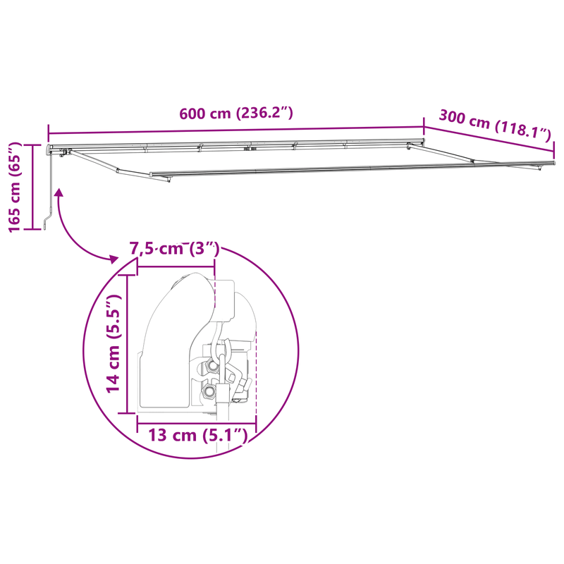 Casa si Gradina - Gradina si terasa - Umbrele si pavilioane - Pavilioane - Marchiza retractabila manuala Portocalie si Alba 600x300 cm - Infinity.ro