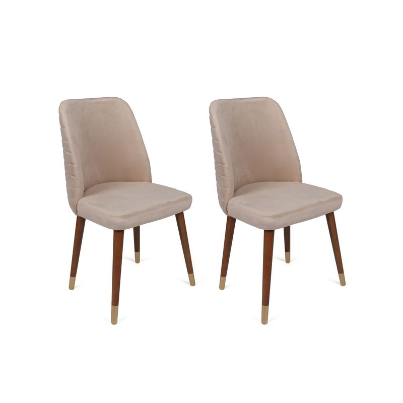 Casa si Gradina - Mobilier - Scaune si fotolii - Scaune - Set scaune, Hanah Home, catifea, crem auriu, 50x49x90 cm, 4 bucati - Infinity.ro