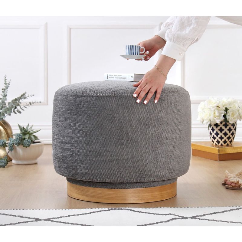 Casa si Gradina - Mobilier - Scaune si fotolii - Tabureti - Taburet, Atelier Del Sofa, 100% bumbac, gri, 55x55x43 cm - Infinity.ro