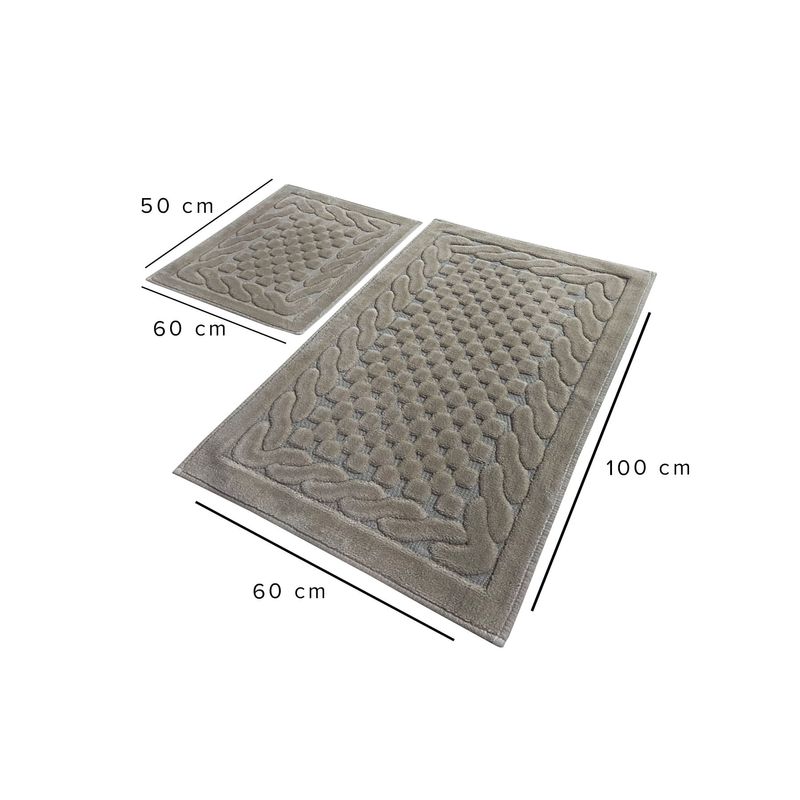 Casa si Gradina - Textile si covoare - Covoare - Covorase baie - Set covorase baie, L'essentiel Maison, bej, 50x60 cm + 60x100 cm, 100% bumbac, antiderapant - Infinity.ro