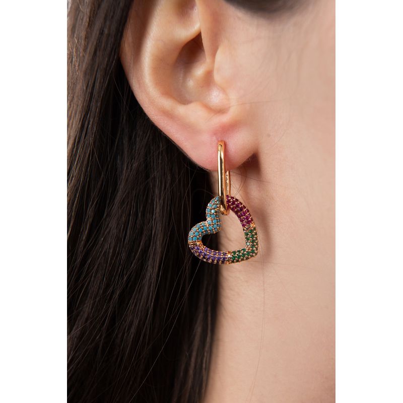 Fashion, accesorii si bijuterii - Femei - Bijuterii femei - Cercei femei - Cercei, Heliophilia, metal, multicolor, zirconiu, diametru 4 cm, 948ELK3325 - Infinity.ro