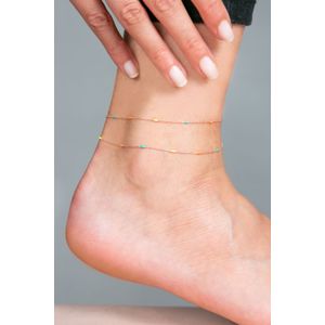 Bratara de glezna, Heliophilia, argint 925, multicolor, 45 cm, piatra emailata