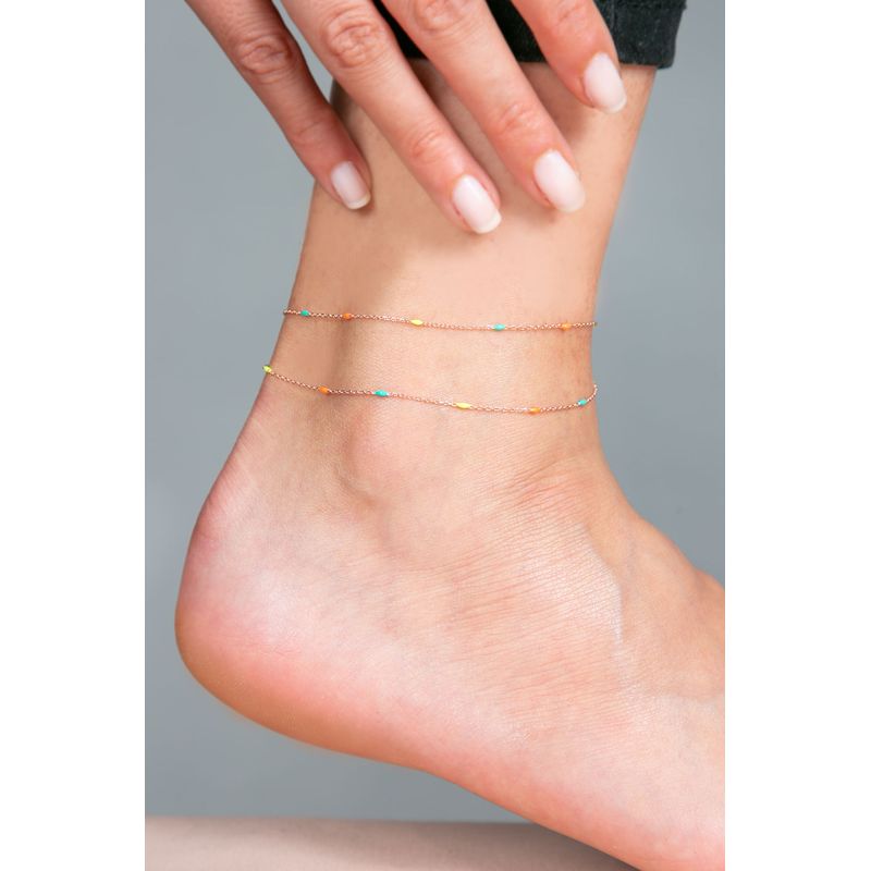 Fashion, accesorii si bijuterii - Femei - Bijuterii femei - Bratari femei - Bratara de glezna, Heliophilia, argint 925, multicolor, 45 cm, piatra emailata - Infinity.ro