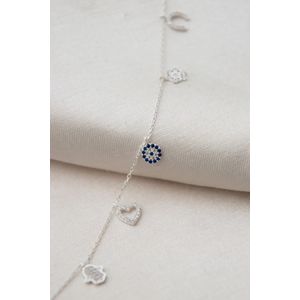 Bratara de glezna, Heliophilia, argint 925, argintiu, 22 cm (+3 cm extensie)