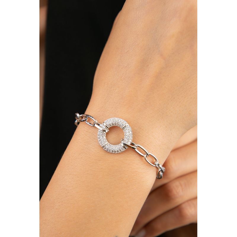 Fashion, accesorii si bijuterii - Femei - Bijuterii femei - Bratari femei - Bratara, Heliophilia, metal, argintiu, zirconiu, 20 cm - Infinity.ro