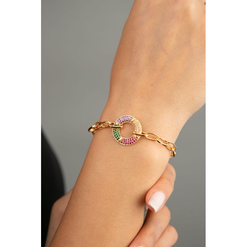 Fashion, accesorii si bijuterii - Femei - Bijuterii femei - Bratari femei - Bratara, Heliophilia, metal, auriu, zirconiu, 19 cm, 948ELK1140 - Infinity.ro