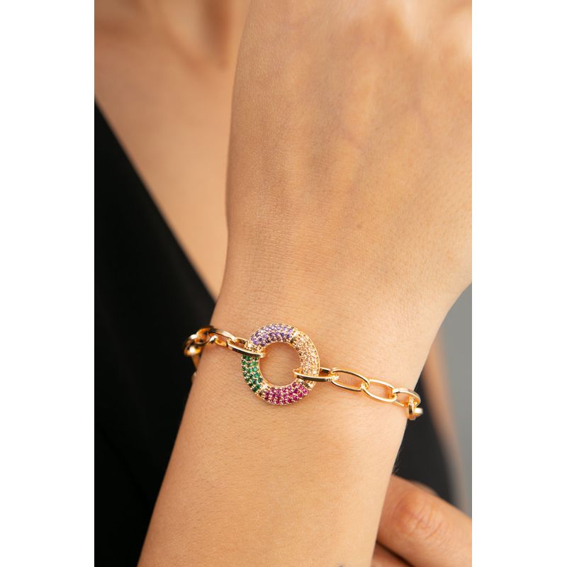 Fashion, accesorii si bijuterii - Femei - Bijuterii femei - Bratari femei - Bratara, Heliophilia, metal, auriu, zirconiu, 19 cm, 948ELK1140 - Infinity.ro