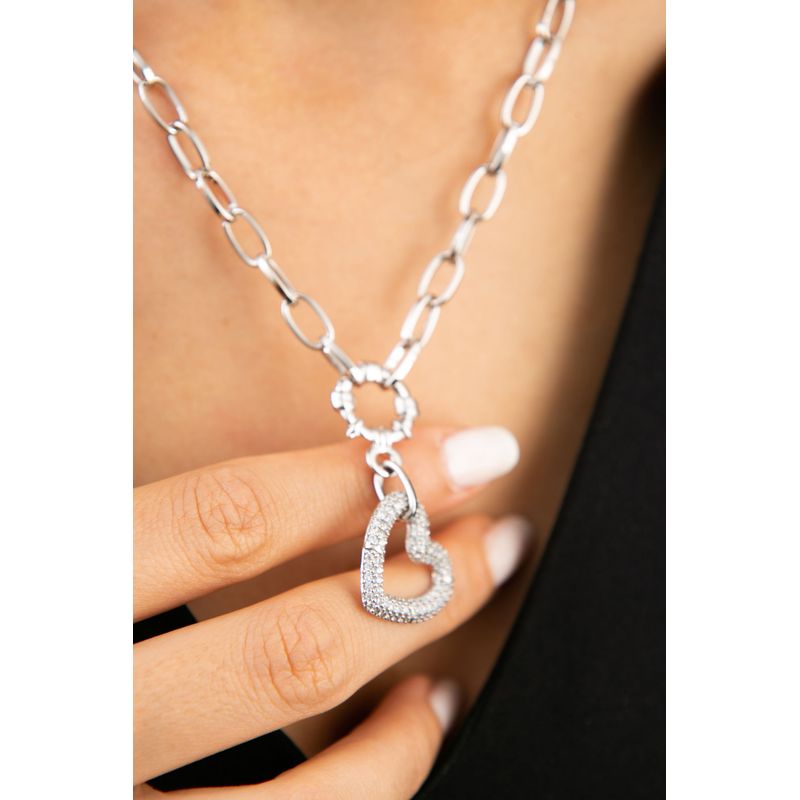 Fashion, accesorii si bijuterii - Femei - Bijuterii femei - Coliere femei - Colier, Heliophilia, metal, argintiu, lungime lant 40+5 cm, 948ELK2190 - Infinity.ro