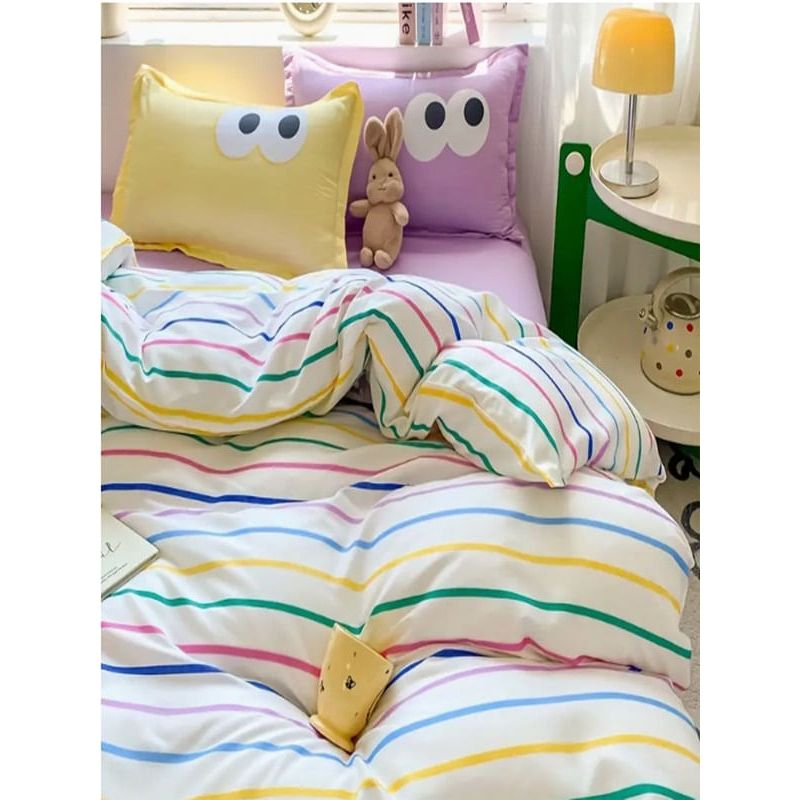 Casa si Gradina - Textile si covoare - Lenjerii de pat - Seturi de lenjerie - Set lenjerie pat single, L'essentiel Maison, galben si lila, 160x220 cm, bumbac si poliester - Infinity.ro