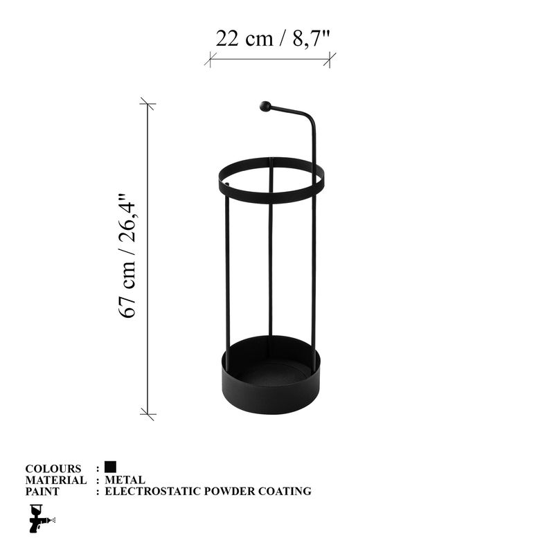 Casa si Gradina - Decoratiuni - Obiecte decorative - Suporturi umbrele - Suport umbrele, Aberto Design, metal, negru, 22x22x67 cm - Infinity.ro