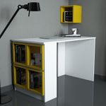 Casa si Gradina - Mobilier - Mese si birouri - Birouri - Birou de studiu, Hanah Home, pal melaminat, alb galben, 120x65x75 cm - Infinity.ro