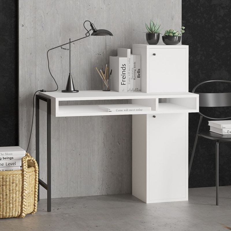 Casa si Gradina - Mobilier - Mese si birouri - Birouri - Birou de studiu, Hanah Home, pal melaminat, alb negru, 102x45x106 cm - Infinity.ro