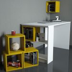 Casa si Gradina - Mobilier - Mese si birouri - Birouri - Birou de studiu, Hanah Home, pal melaminat, alb galben, 120x65x75 cm - Infinity.ro