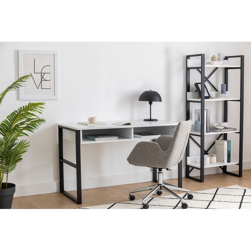 Casa si Gradina - Mobilier - Mese si birouri - Birouri - Birou de studiu, Hanah Home, panou de particule melaminat, alb, 120x60x75 cm, 835PUQ3818 - Infinity.ro