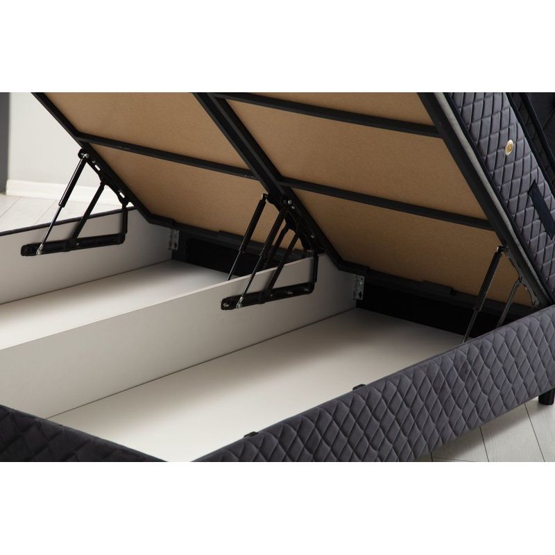 Casa si Gradina - Mobilier - Paturi si accesorii - Paturi - Pat dublu, Hanah Home, panou aglomerat acoperit cu melamina, antracit, 140x200 cm - Infinity.ro