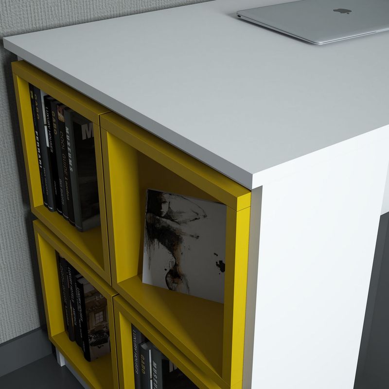 Casa si Gradina - Mobilier - Mese si birouri - Birouri - Birou de studiu, Hanah Home, pal melaminat, alb galben, 120x65x75 cm - Infinity.ro