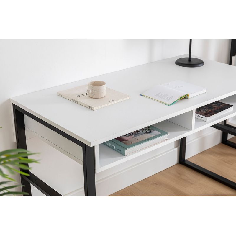 Casa si Gradina - Mobilier - Mese si birouri - Birouri - Birou de studiu, Hanah Home, panou de particule melaminat, alb, 120x60x75 cm, 835PUQ3818 - Infinity.ro