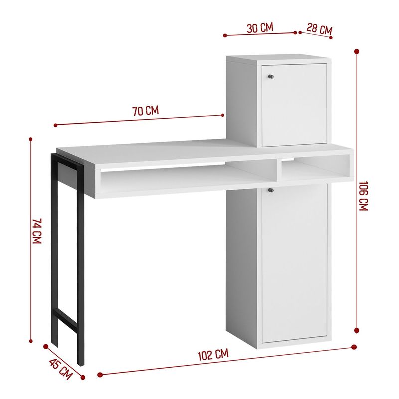 Casa si Gradina - Mobilier - Mese si birouri - Birouri - Birou de studiu, Hanah Home, pal melaminat, alb negru, 102x45x106 cm - Infinity.ro