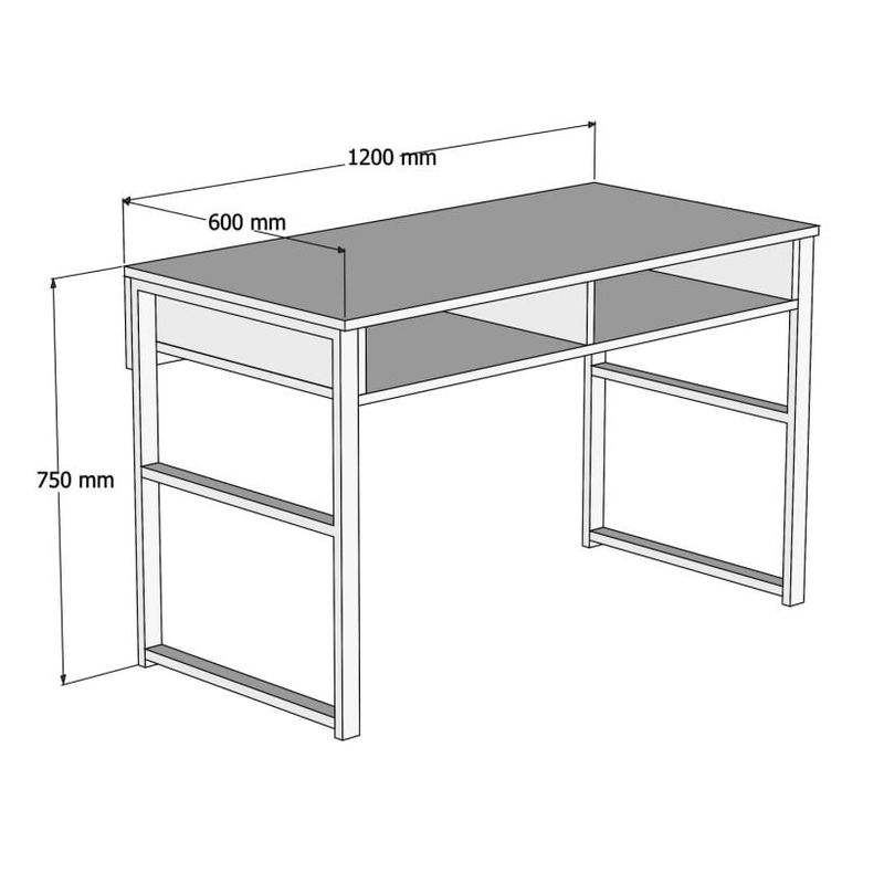 Casa si Gradina - Mobilier - Mese si birouri - Birouri - Birou de studiu, Hanah Home, panou de particule melaminat, alb, 120x60x75 cm, 835PUQ3818 - Infinity.ro