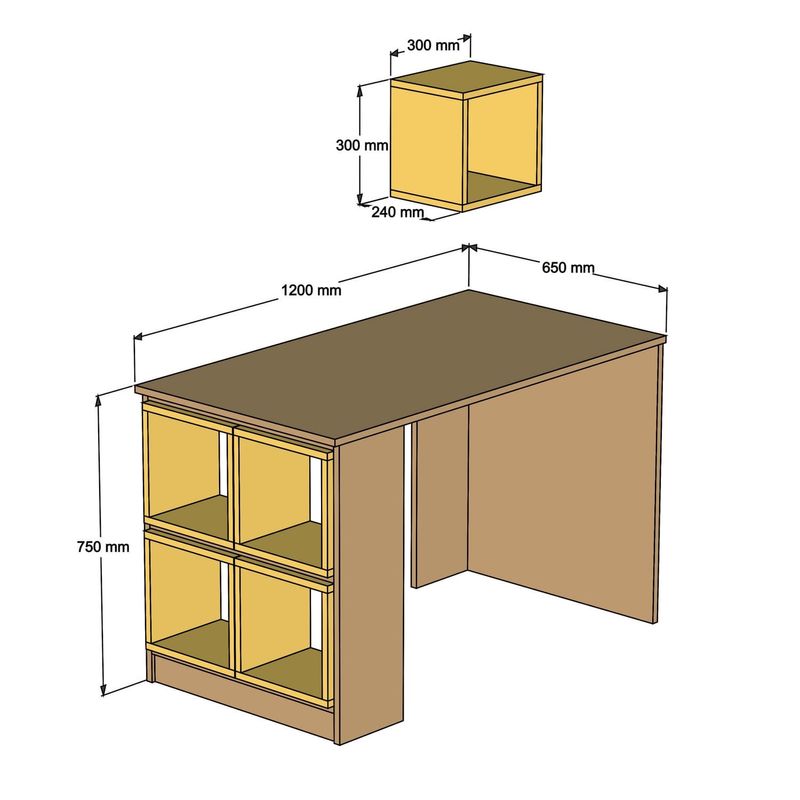 Casa si Gradina - Mobilier - Mese si birouri - Birouri - Birou de studiu, Hanah Home, pal melaminat, alb galben, 120x65x75 cm - Infinity.ro