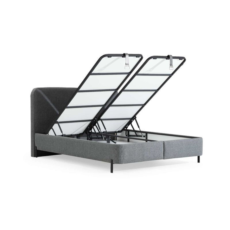 Casa si Gradina - Mobilier - Paturi si accesorii - Paturi - Pat dublu cu tablie, Hanah Home, pal melaminat, gri, 150x200 cm, 771MND1814 - Infinity.ro