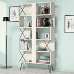 Casa si Gradina - Mobilier - Biblioteci si rafturi - Biblioteci - Biblioteca, Hanah Home, pal melaminat, crem, 90x22x167.3 cm - Infinity.ro