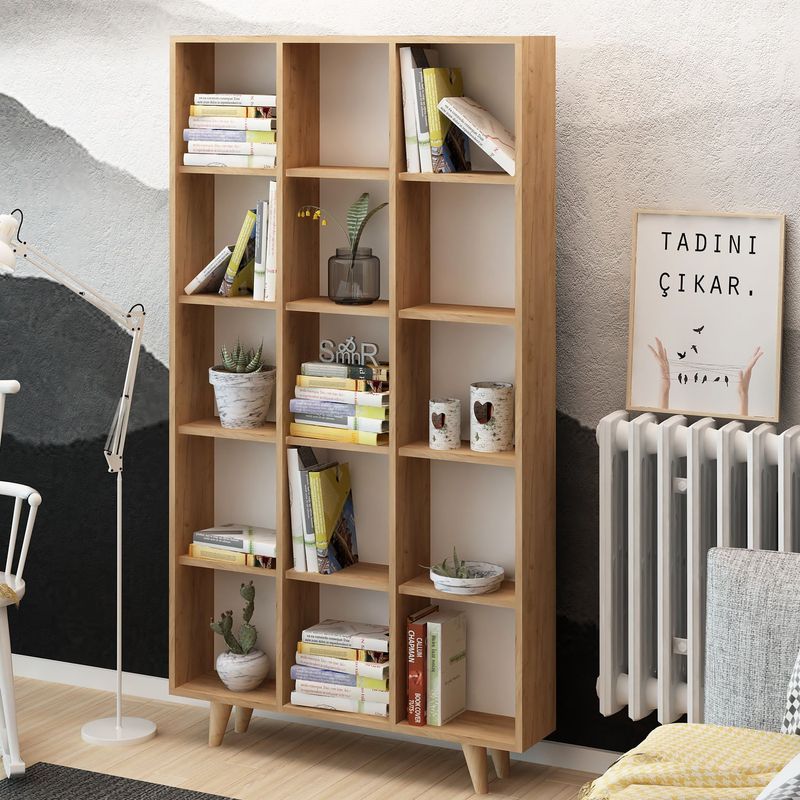 Casa si Gradina - Mobilier - Biblioteci si rafturi - Biblioteci - Biblioteca, Hanah Home, pal melaminat, stejar, 100x25x184 cm - Infinity.ro