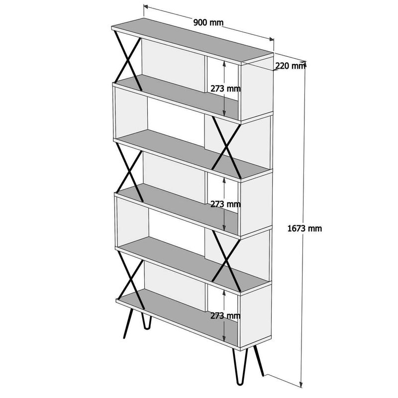Casa si Gradina - Mobilier - Biblioteci si rafturi - Biblioteci - Biblioteca, Hanah Home, pal melaminat, crem, 90x22x167.3 cm - Infinity.ro