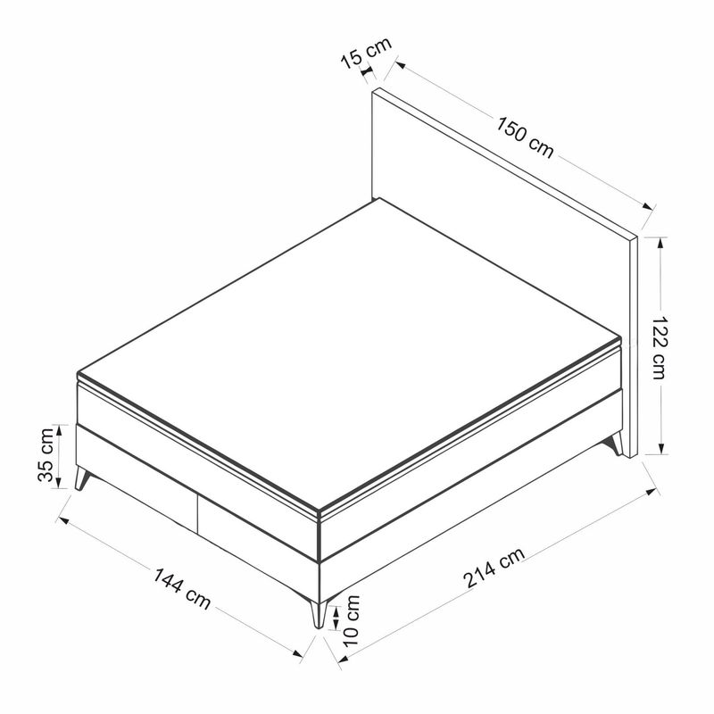 Casa si Gradina - Mobilier - Saltele si somiere - Somiere - Baza de pat dublu cu tablie, Hanah Home, pal melaminat, maro, 150x214 cm - Infinity.ro