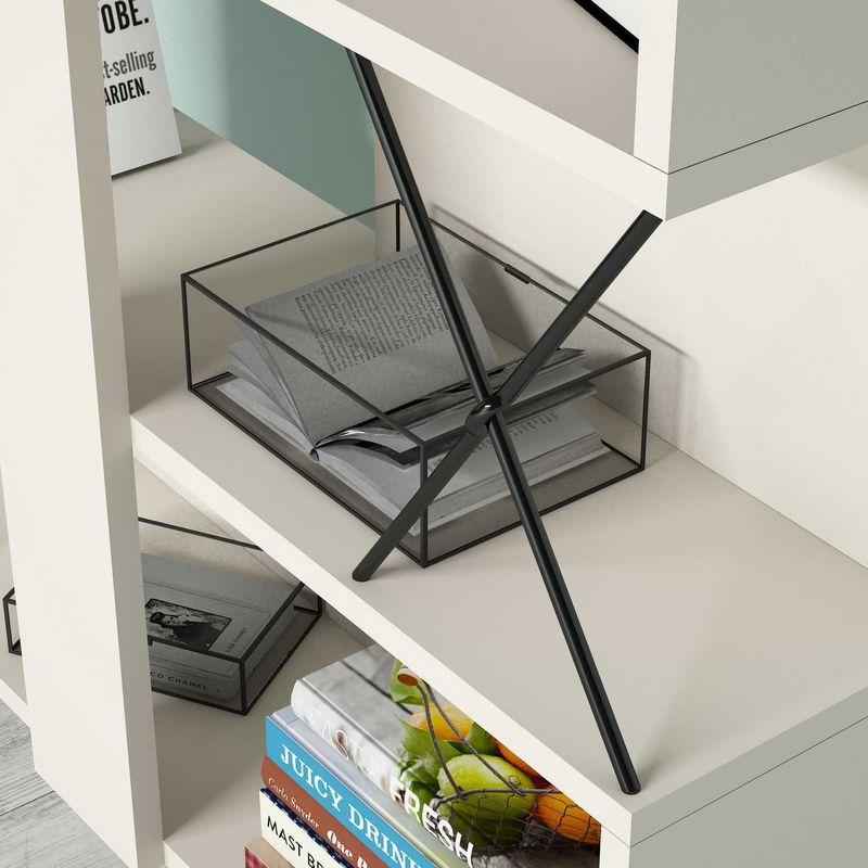Casa si Gradina - Mobilier - Biblioteci si rafturi - Biblioteci - Biblioteca, Hanah Home, pal melaminat, crem, 90x22x167.3 cm - Infinity.ro
