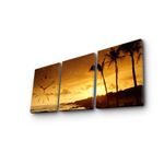 Casa si Gradina - Decoratiuni - Ceasuri - Ceas decorativ de perete, Wallxpert, panza de piele de caprioara, multicolor, 96x40 cm, set 3 piese - Infinity.ro