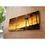 Casa si Gradina - Decoratiuni - Ceasuri - Ceas decorativ de perete, Wallxpert, panza de piele de caprioara, multicolor, 96x40 cm, set 3 piese - Infinity.ro