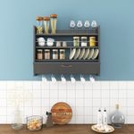 Casa si Gradina - Mobilier - Biblioteci si rafturi - Rafturi - Raft de bucatarie, Hanah Home, pal melaminat, antracit, 85x15x65 cm, 935CMN1306 - Infinity.ro