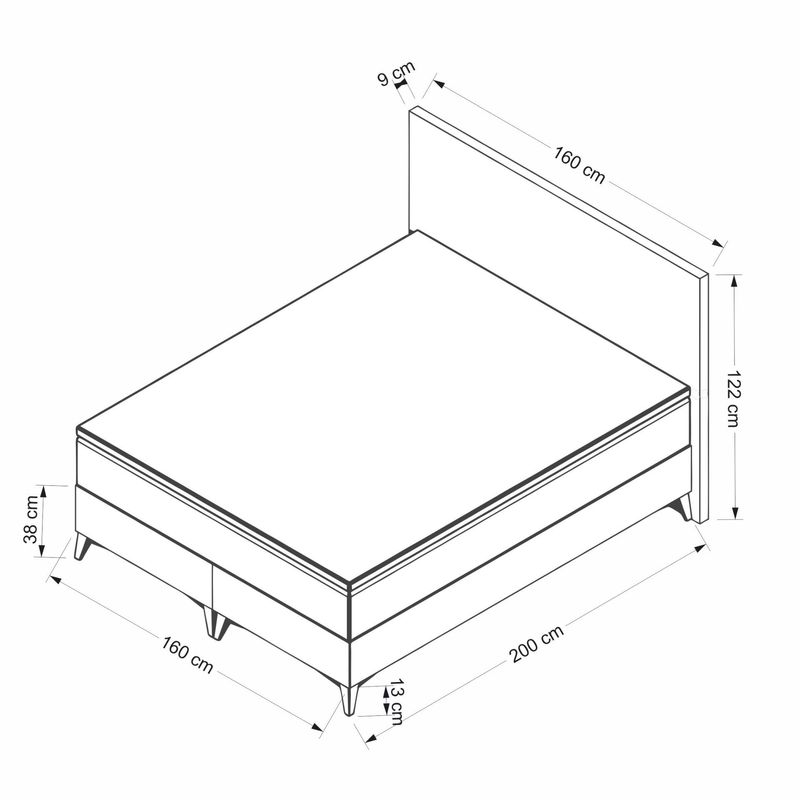 Casa si Gradina - Mobilier - Saltele si somiere - Somiere - Baza de pat dubla cu tablie, Hanah Home, melamina, chenille, maro deschis, 160x200 cm - Infinity.ro