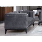 Casa si Gradina - Mobilier - Canapele si coltare - Canapele - Canapea 3 locuri, Hanah Home, lemn fag, gri inchis, 225x89x79 cm - Infinity.ro