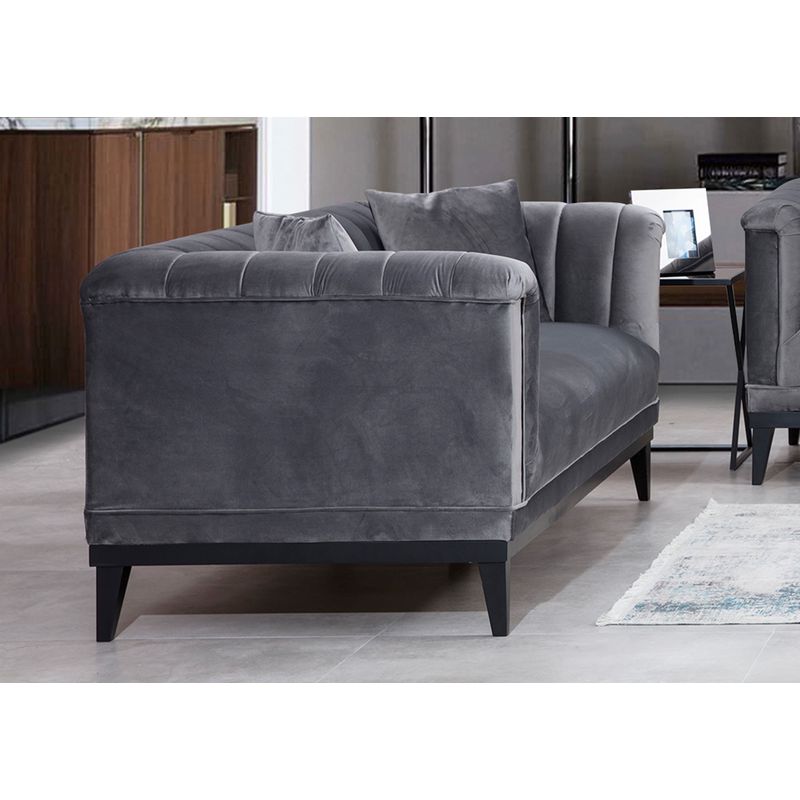 Casa si Gradina - Mobilier - Canapele si coltare - Canapele - Canapea 3 locuri, Hanah Home, lemn fag, gri inchis, 225x89x79 cm - Infinity.ro